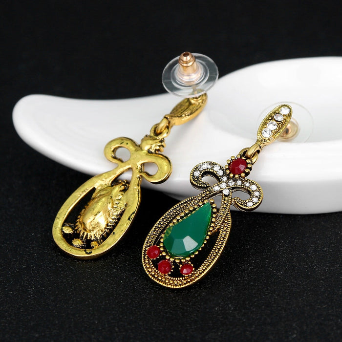 Wholesale cutout vintage ethnic style long alloy floral earrings JDC-ES-GSDB044 Earrings 丹比华比 Wholesale Jewelry JoyasDeChina Joyas De China