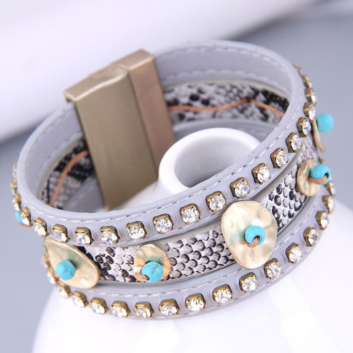 Wholesale dark blue leather magnetic bracelet JDC-BT-WY120 Bracelet 威扬 2# Wholesale Jewelry JoyasDeChina Joyas De China