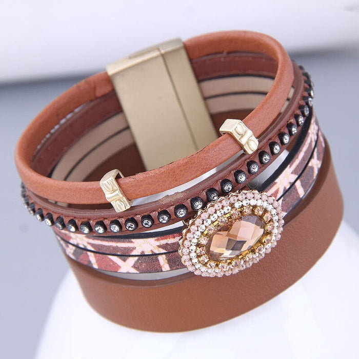 Wholesale dark blue leather magnetic bracelet JDC-BT-WY120 Bracelet 威扬 5# Wholesale Jewelry JoyasDeChina Joyas De China