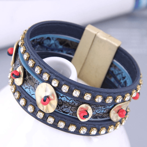 Wholesale dark blue leather magnetic bracelet JDC-BT-WY120 Bracelet 威扬 Wholesale Jewelry JoyasDeChina Joyas De China