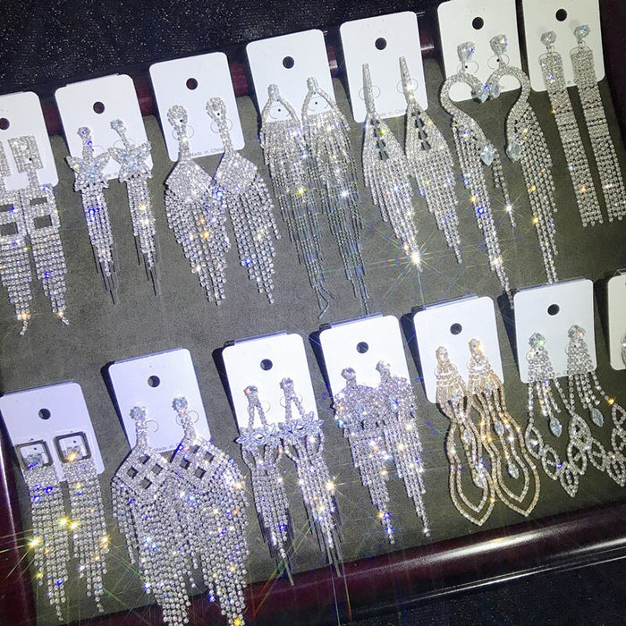 Wholesale diamond earrings long tassels JDC-ES-rut001 Earrings 如通 Wholesale Jewelry JoyasDeChina Joyas De China