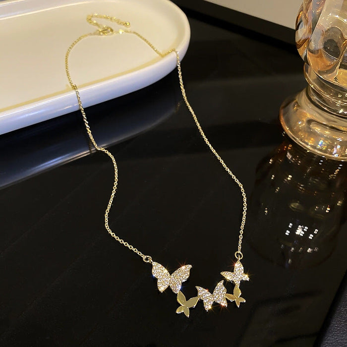 Wholesale diamond-encrusted butterfly alloy necklace JDC-NE-BaoY008 Necklaces 宝钰 Wholesale Jewelry JoyasDeChina Joyas De China