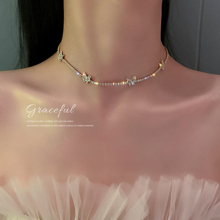 Wholesale diamond-encrusted butterfly alloy necklace JDC-NE-BaoY008 Necklaces 宝钰 Wholesale Jewelry JoyasDeChina Joyas De China