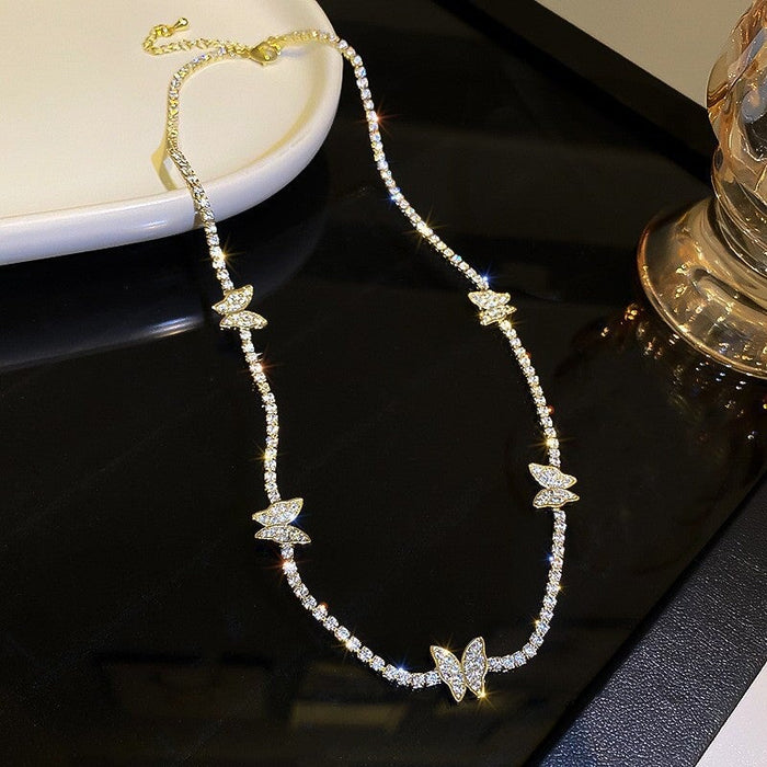 Wholesale diamond-encrusted butterfly alloy necklace JDC-NE-BaoY008 Necklaces 宝钰 Wholesale Jewelry JoyasDeChina Joyas De China