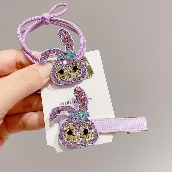 Wholesale diamond-encrusted cartoon bunny children hair rope (F) JDC-HS-GSFS011 Hair Scrunchies 夙尚 Wholesale Jewelry JoyasDeChina Joyas De China