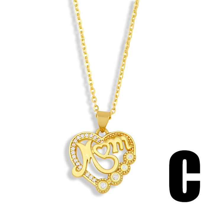 Wholesale diamond-encrusted heart shaped Mother's Day necklace JDC-NE-AOS016 Necklaces 翱昇 C Wholesale Jewelry JoyasDeChina Joyas De China