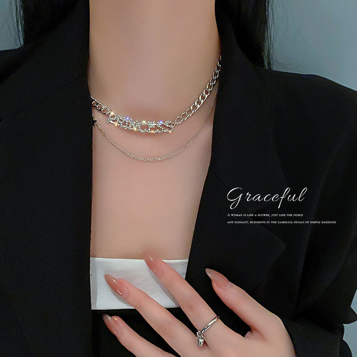 Wholesale diamond-encrusted letter star double alloy necklace JDC-NE-BaoY006 Necklaces 宝钰 Wholesale Jewelry JoyasDeChina Joyas De China