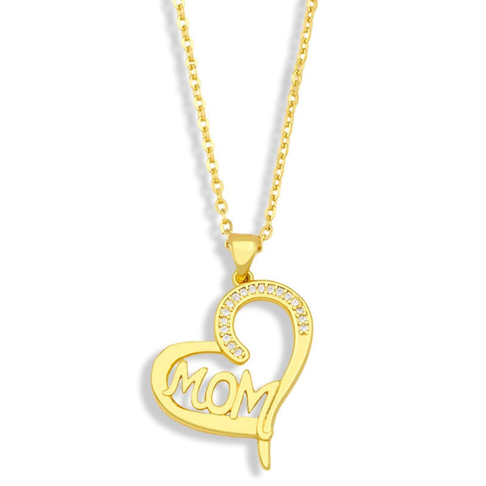 Wholesale diamond-encrusted peach heart love mother's day necklace JDC-NE-AOS018 Necklaces 翱昇 Wholesale Jewelry JoyasDeChina Joyas De China