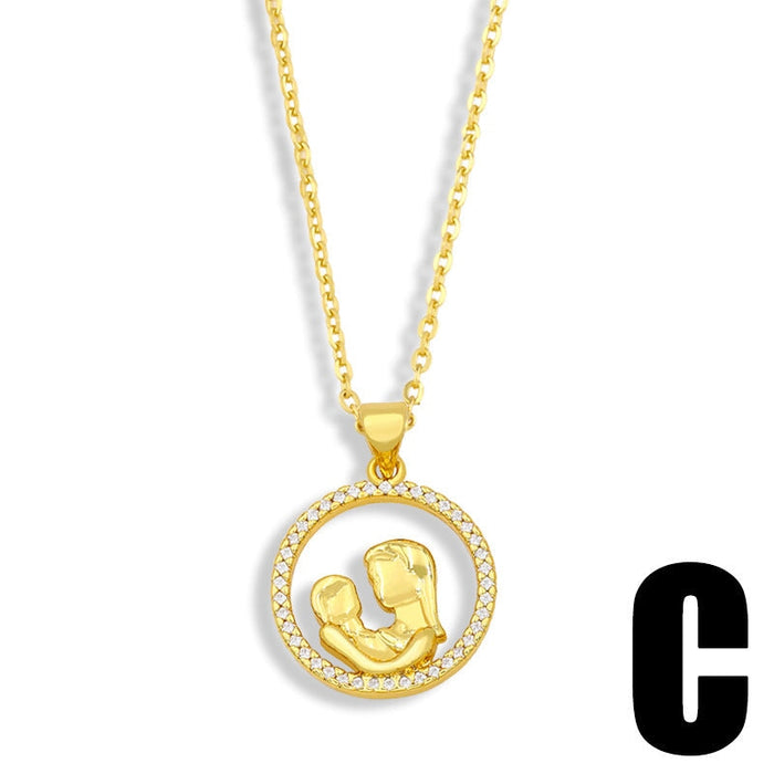 Wholesale diamond-encrusted peach heart love mother's day necklace JDC-NE-AOS018 Necklaces 翱昇 Wholesale Jewelry JoyasDeChina Joyas De China
