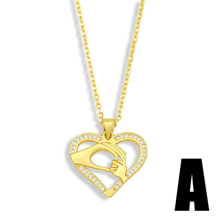 Wholesale diamond-encrusted peach heart love mother's day necklace JDC-NE-AOS018 Necklaces 翱昇 A Wholesale Jewelry JoyasDeChina Joyas De China