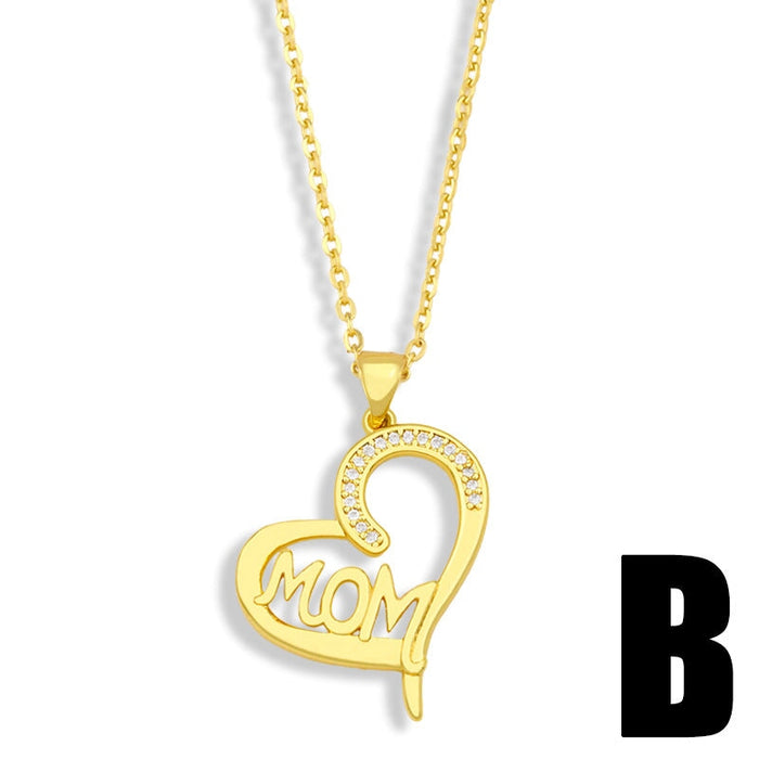 Wholesale diamond-encrusted peach heart love mother's day necklace JDC-NE-AOS018 Necklaces 翱昇 B Wholesale Jewelry JoyasDeChina Joyas De China