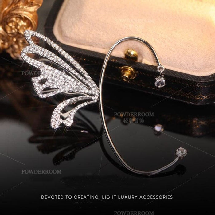 Wholesale diamond-encrusted silver butterfly earhook JDC-ES-ChiH008 Earrings 池豪 Wholesale Jewelry JoyasDeChina Joyas De China