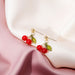 Wholesale diamond inlaid alloy Cherry Earrings JDC-ES-GSMDD030 Earrings 萌豆豆 Wholesale Jewelry JoyasDeChina Joyas De China