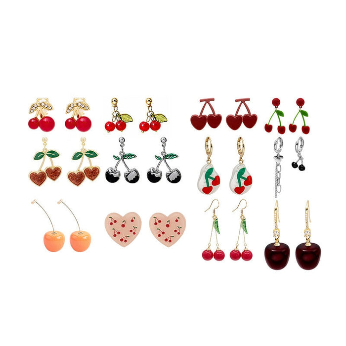 Wholesale diamond inlaid alloy Cherry Earrings JDC-ES-GSMDD030 Earrings 萌豆豆 Wholesale Jewelry JoyasDeChina Joyas De China