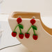 Wholesale diamond inlaid alloy Cherry Earrings JDC-ES-GSMDD030 Earrings 萌豆豆 Wholesale Jewelry JoyasDeChina Joyas De China