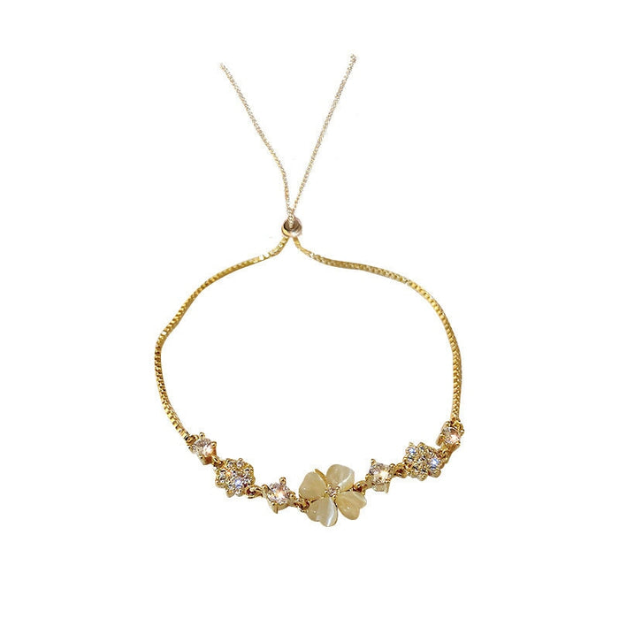 Wholesale diamond inlaid opal petal flower alloy bracelet JDC-BT-BaoY005 Bracelet 宝钰 Wholesale Jewelry JoyasDeChina Joyas De China