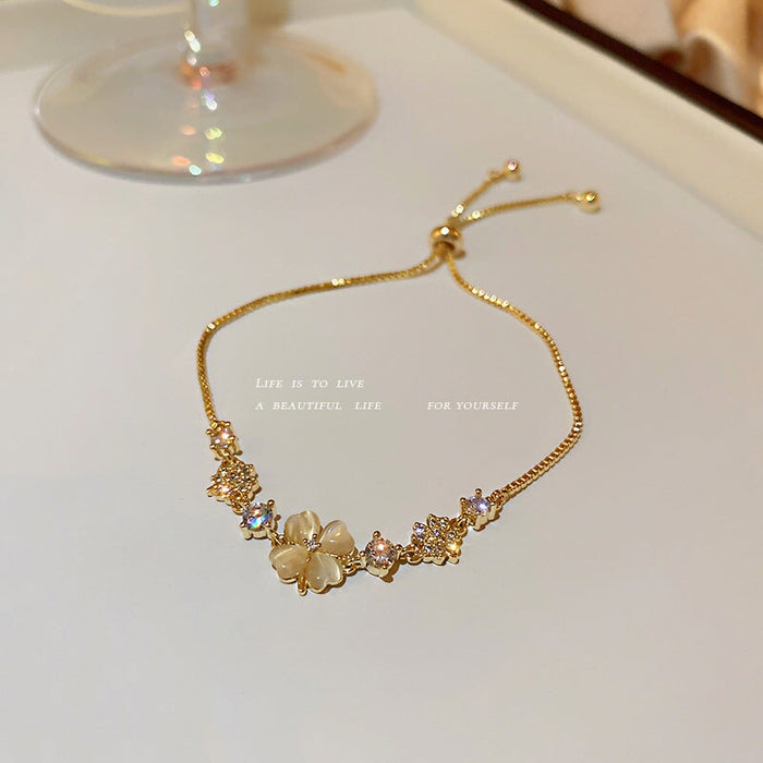 Wholesale diamond inlaid opal petal flower alloy bracelet JDC-BT-BaoY005 Bracelet 宝钰 Wholesale Jewelry JoyasDeChina Joyas De China