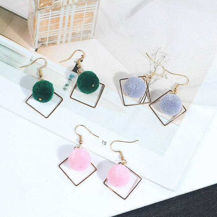 Wholesale Diamond Multicolor Hairball Earrings JDC-ES-GSMDD022 Earrings 萌豆豆 Wholesale Jewelry JoyasDeChina Joyas De China