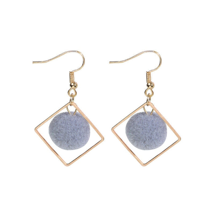 Wholesale Diamond Multicolor Hairball Earrings JDC-ES-GSMDD022 Earrings 萌豆豆 E1633-4 grey Wholesale Jewelry JoyasDeChina Joyas De China