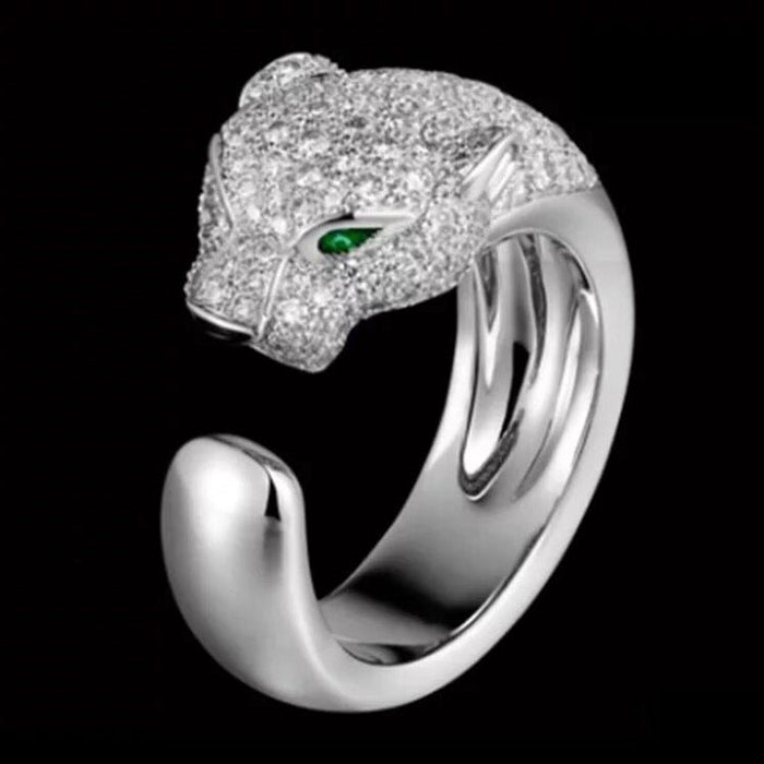 Wholesale diamond-set adjustable leopard head opening metal ring MOQ≥5 JDC-RS-NS013 Rings 尼森 Wholesale Jewelry JoyasDeChina Joyas De China
