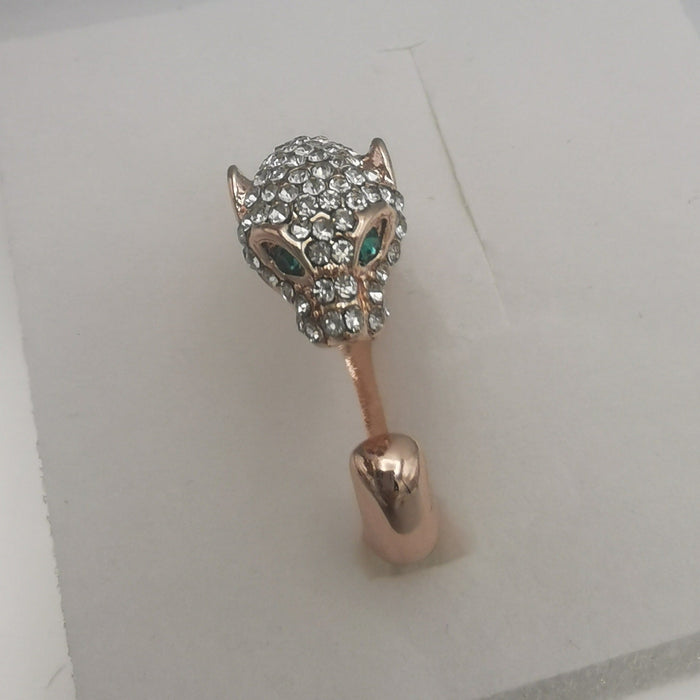 Wholesale diamond-set adjustable leopard head opening metal ring MOQ≥5 JDC-RS-NS013 Rings 尼森 Rose Gold MOQ5 Wholesale Jewelry JoyasDeChina Joyas De China