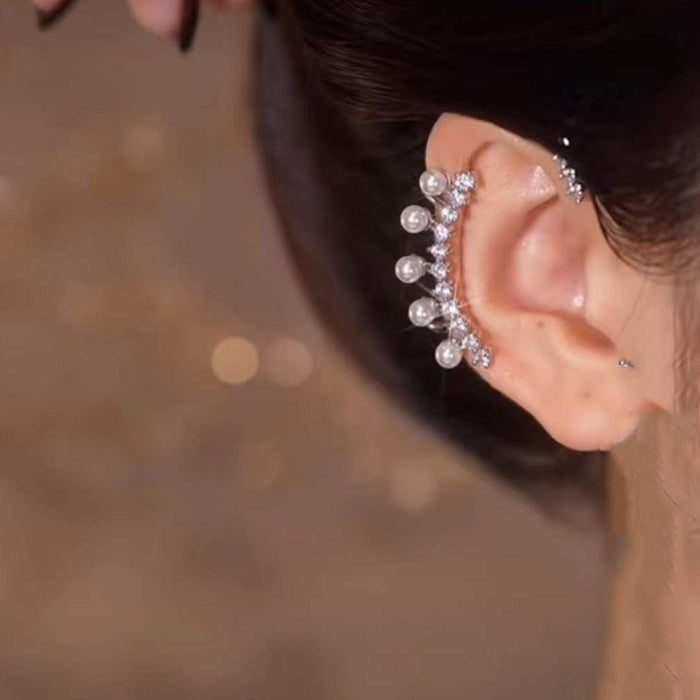 Wholesale diamond-set pearl alloy earhook JDC-ES-ChiH001 Earrings 池豪 Wholesale Jewelry JoyasDeChina Joyas De China