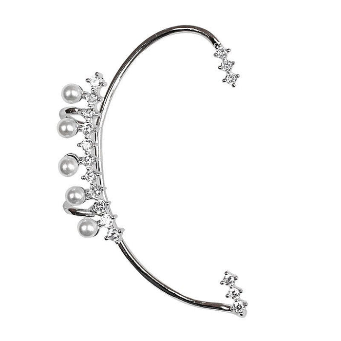Wholesale diamond-set pearl alloy earhook JDC-ES-ChiH001 Earrings 池豪 Right ear Wholesale Jewelry JoyasDeChina Joyas De China
