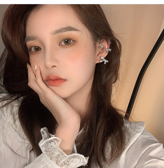Wholesale diamond-set silver butterfly combined with gold earhook JDC-ES-ChiH006 Earrings 池豪 Wholesale Jewelry JoyasDeChina Joyas De China