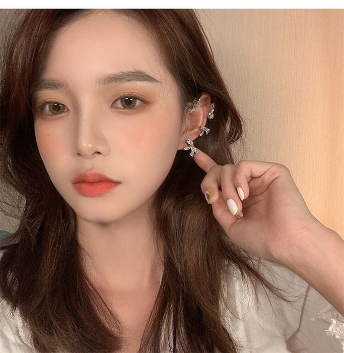 Wholesale diamond-set silver butterfly combined with gold earhook JDC-ES-ChiH006 Earrings 池豪 Silver left ear Wholesale Jewelry JoyasDeChina Joyas De China