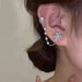 Wholesale diamond set silver snowflake pearl alloy stud earrings JDC-ES-ChiH010 Earrings 池豪 Wholesale Jewelry JoyasDeChina Joyas De China