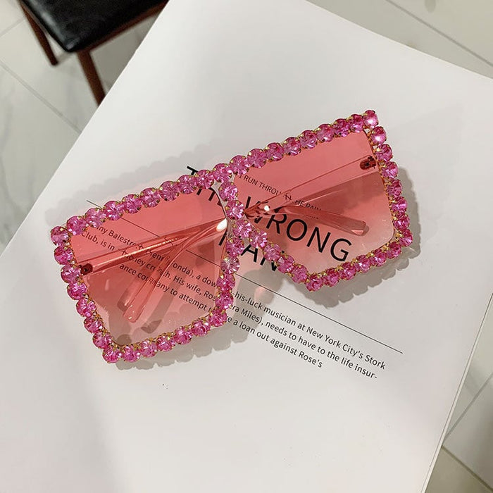 Wholesale diamond-set square frame sunglasses JDC-SG-KD129 Sun Glasses 珂盾 Pink 1 Wholesale Jewelry JoyasDeChina Joyas De China