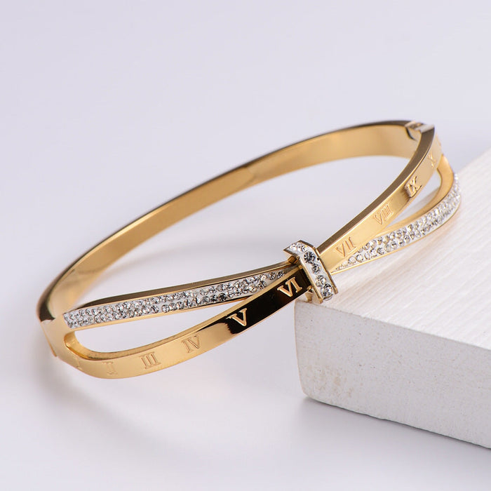 Wholesale digital diamond-encrusted stainless steel bracelet JDC-BT-Aimi003 Bracelet 爱米萝 gold Wholesale Jewelry JoyasDeChina Joyas De China