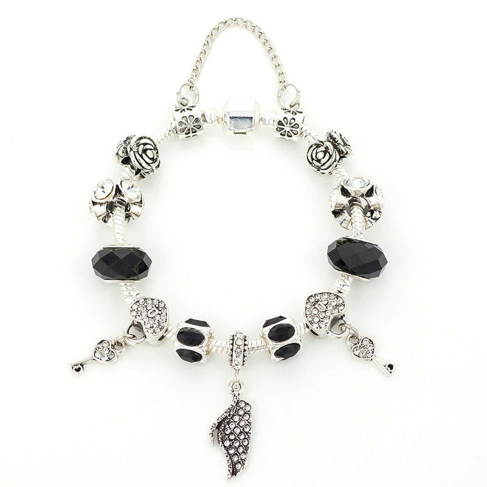 Wholesale DIY Colorful Glass Beaded Electroplating Alloy Bracelet (F) JDC-BT-XingL059 Bracelet 星銮 black 17cm Wholesale Jewelry JoyasDeChina Joyas De China