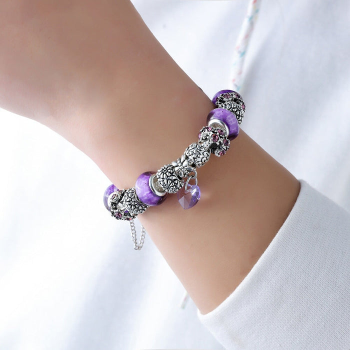 Wholesale DIY Purple Ball Beaded Plating Alloy Bracelet JDC-BT-MiMeng026 Bracelet 米萌 Wholesale Jewelry JoyasDeChina Joyas De China