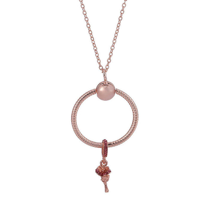 Wholesale DIY Rhinestone Encrusted Alloy Rose Color Pendant Necklace JDC-NE-XingL008 Necklaces 星銮 NC01 Wholesale Jewelry JoyasDeChina Joyas De China