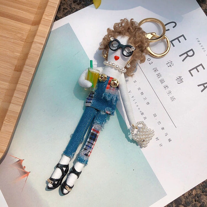 Wholesale Doll Cotton Keychain JDC-KC-LX044 Keychains 恋希 Blue Denim Suit Wholesale Jewelry JoyasDeChina Joyas De China