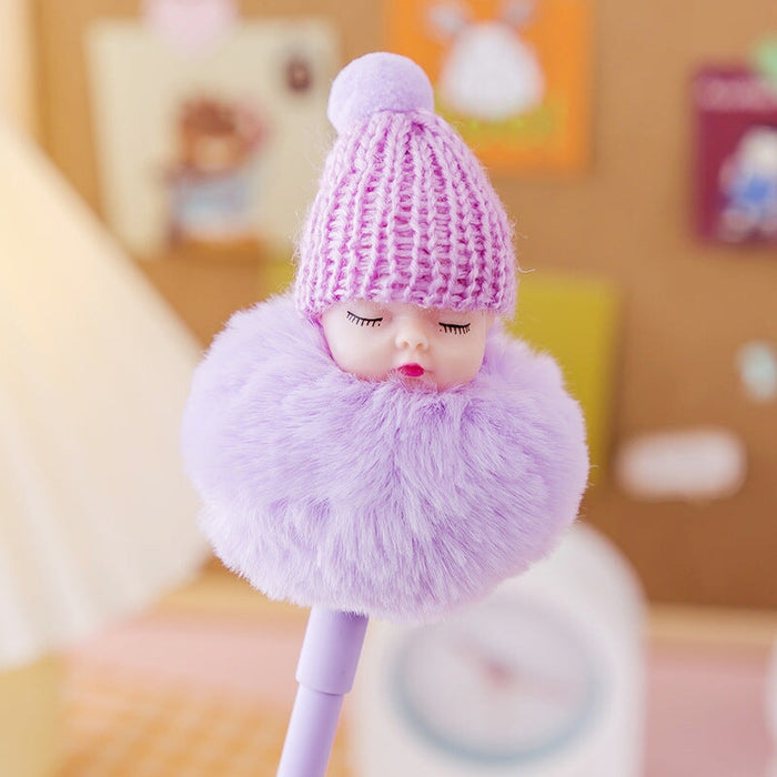 Wholesale doll hairball neutral pen JDC-BP-Yizhou003 Ballpoint Pen 义周 purple 0.5mm Wholesale Jewelry JoyasDeChina Joyas De China