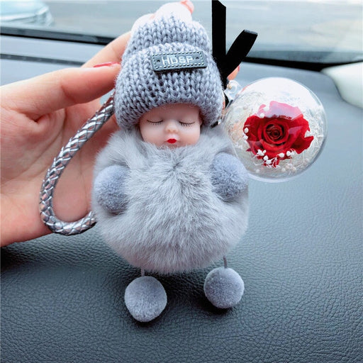 Wholesale doll plush Pom Pom Keychain JDC-KC-LX041 Keychains 恋希 grey Wholesale Jewelry JoyasDeChina Joyas De China