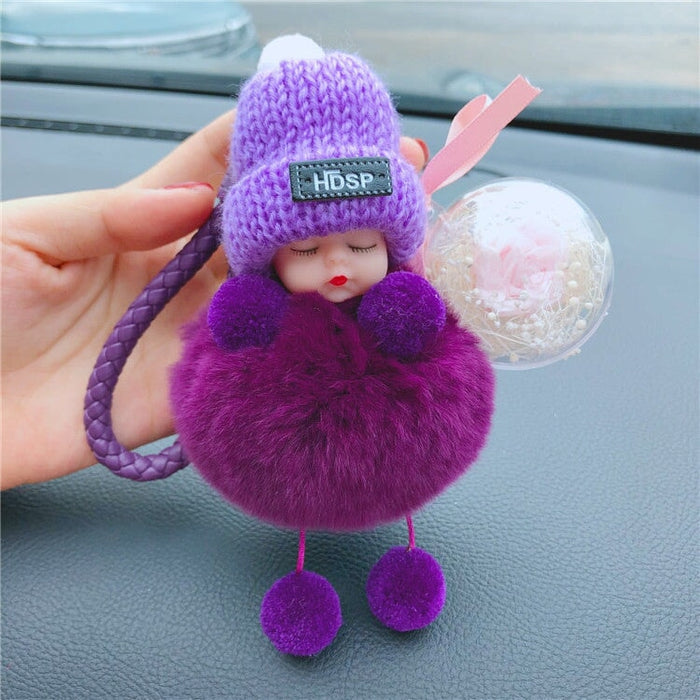 Wholesale doll plush Pom Pom Keychain JDC-KC-LX041 Keychains 恋希 purple Wholesale Jewelry JoyasDeChina Joyas De China