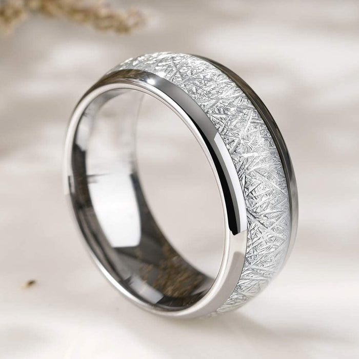 Wholesale double beveled oil inlaid silk pattern stainless steel ring JDC-RS-ts092 Rings 腾穗 Wholesale Jewelry JoyasDeChina Joyas De China