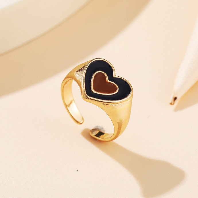 Wholesale Double Heart Alloy Rings JDC-RS-F104 Rings 韩之尚 Wholesale Jewelry JoyasDeChina Joyas De China