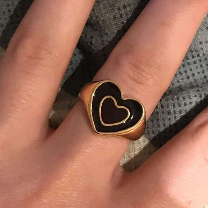 Wholesale Double Heart Alloy Rings JDC-RS-F104 Rings 韩之尚 Wholesale Jewelry JoyasDeChina Joyas De China