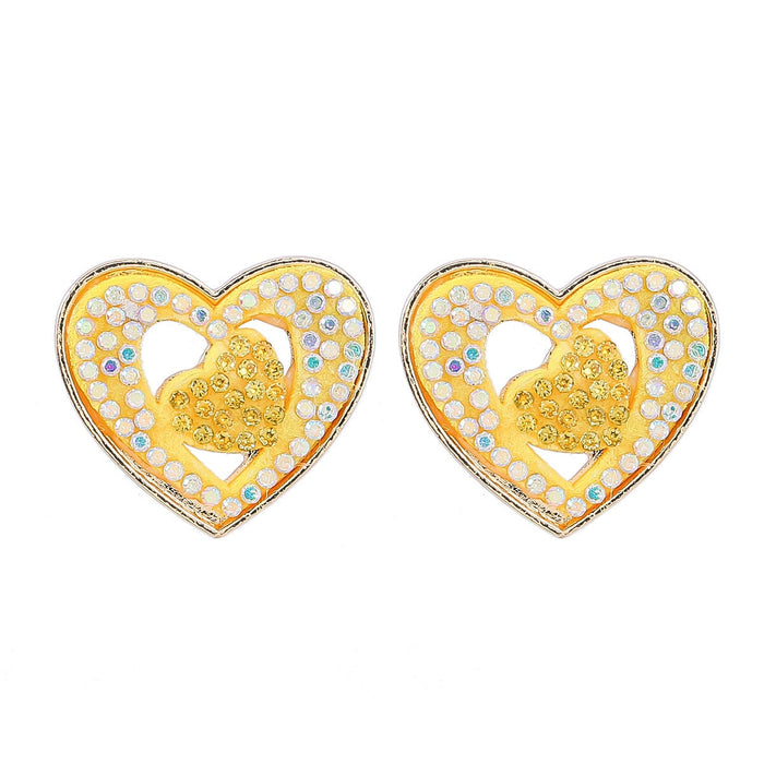 Wholesale double layer heart shape geometric alloy diamond earrings JDC-ES-JL953 Earrings 氿乐 Wholesale Jewelry JoyasDeChina Joyas De China