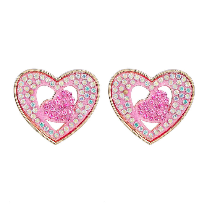 Wholesale double layer heart shape geometric alloy diamond earrings JDC-ES-JL953 Earrings 氿乐 Wholesale Jewelry JoyasDeChina Joyas De China