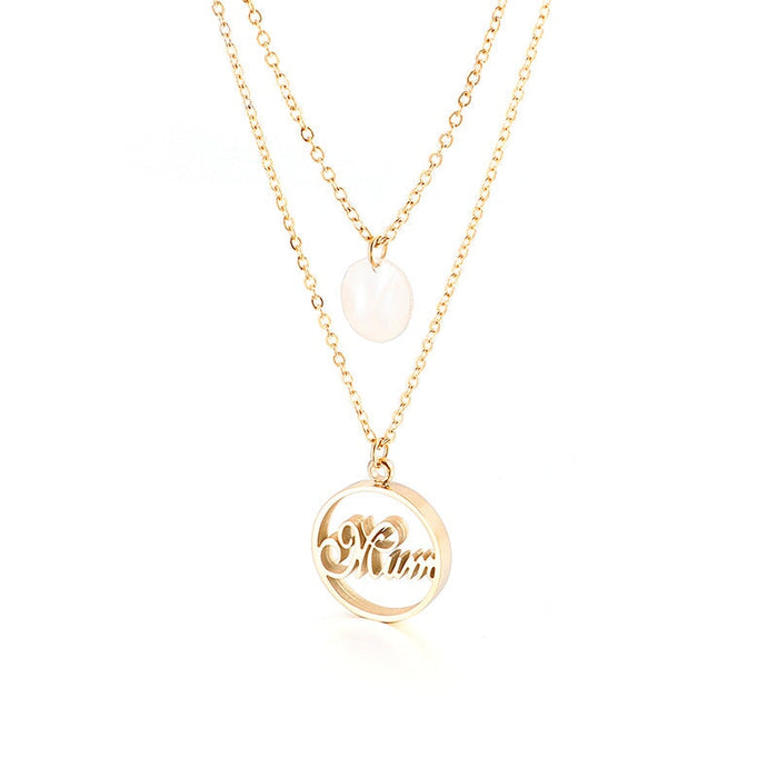 Wholesale double-layer mom mother's Day titanium steel jewelry necklaces JDC-NE-Kalun002 necklaces 卡龙 Wholesale Jewelry JoyasDeChina Joyas De China