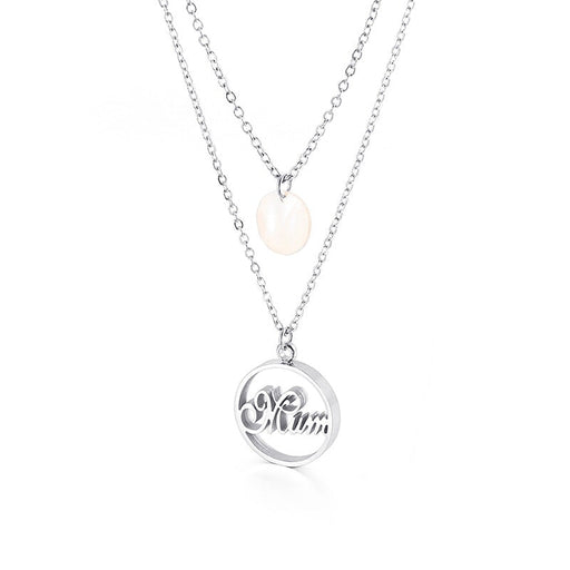 Wholesale double-layer mom mother's Day titanium steel jewelry necklaces JDC-NE-Kalun002 necklaces 卡龙 Wholesale Jewelry JoyasDeChina Joyas De China