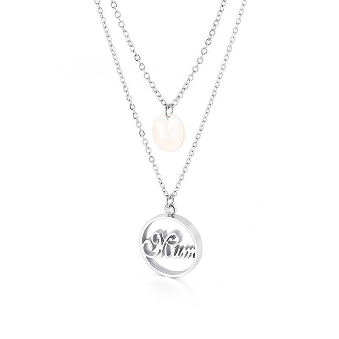 Wholesale double-layer mom mother's Day titanium steel jewelry necklaces JDC-NE-Kalun002 necklaces 卡龙 KN110811-K Wholesale Jewelry JoyasDeChina Joyas De China