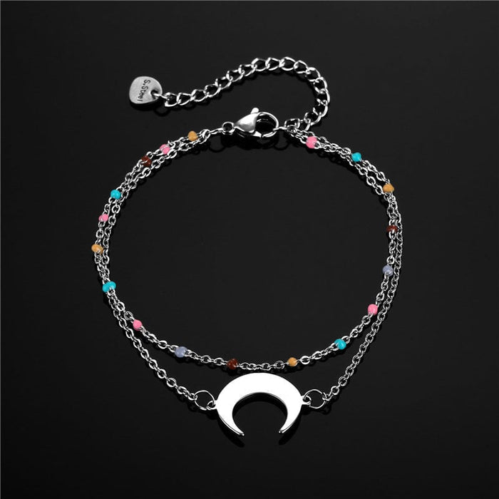 Wholesale double layer moon titanium steel hand ornament JDC-BT-Mingm003 Bracelet 敏萌 2 Wholesale Jewelry JoyasDeChina Joyas De China
