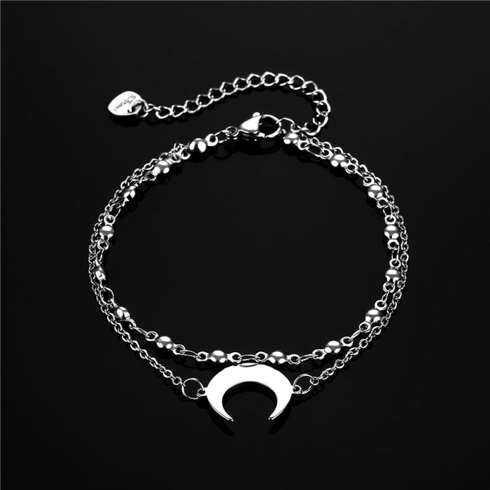 Wholesale double layer moon titanium steel hand ornament JDC-BT-Mingm003 Bracelet 敏萌 Wholesale Jewelry JoyasDeChina Joyas De China