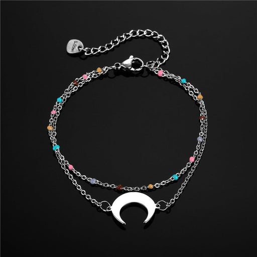 Wholesale double layer moon titanium steel hand ornament JDC-BT-Mingm003 Bracelet 敏萌 Wholesale Jewelry JoyasDeChina Joyas De China